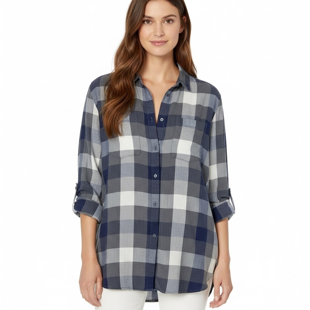 Madewell Boyfriend Flannel Button Down plaid Shirt Cowgirl western Soft XSMALL